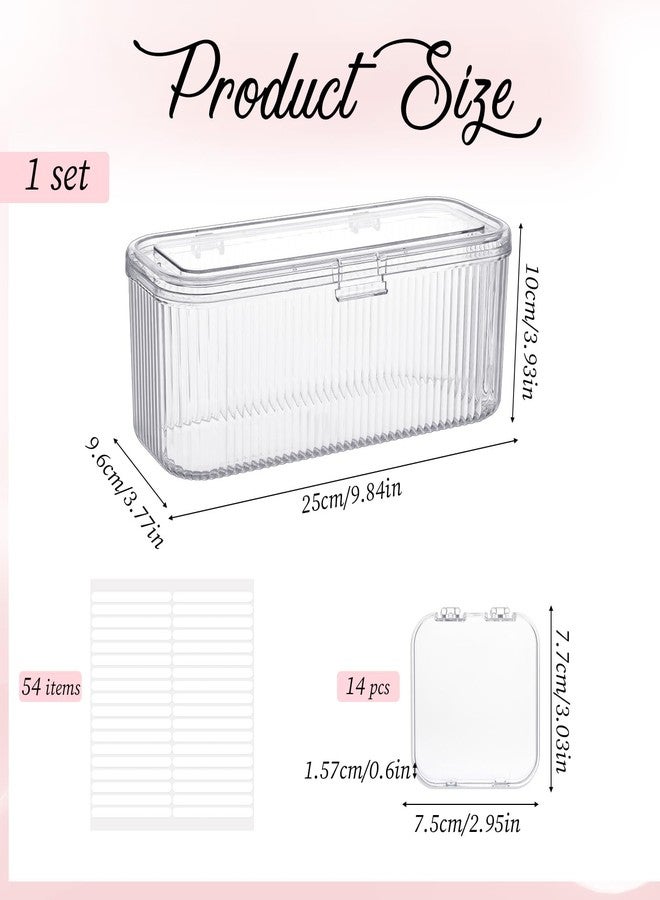 COMNICO Press On Nail Packaging Box 14 PCS Clear Press On Nail Storage Boxes and 1 Big Storage Box with 54 Pcs Adhesive Double Sided Tape, Acrylic Nails Display Case Independent Packaging Dustproof - Image 2